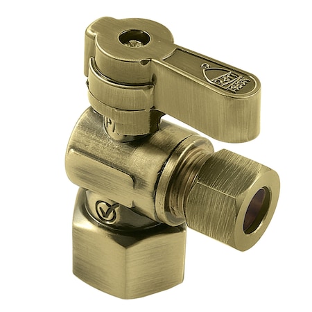 Kingston Brass 12 FIP x 38 OD Comp Angle Stop Valve, Antique Brass KF4310AB